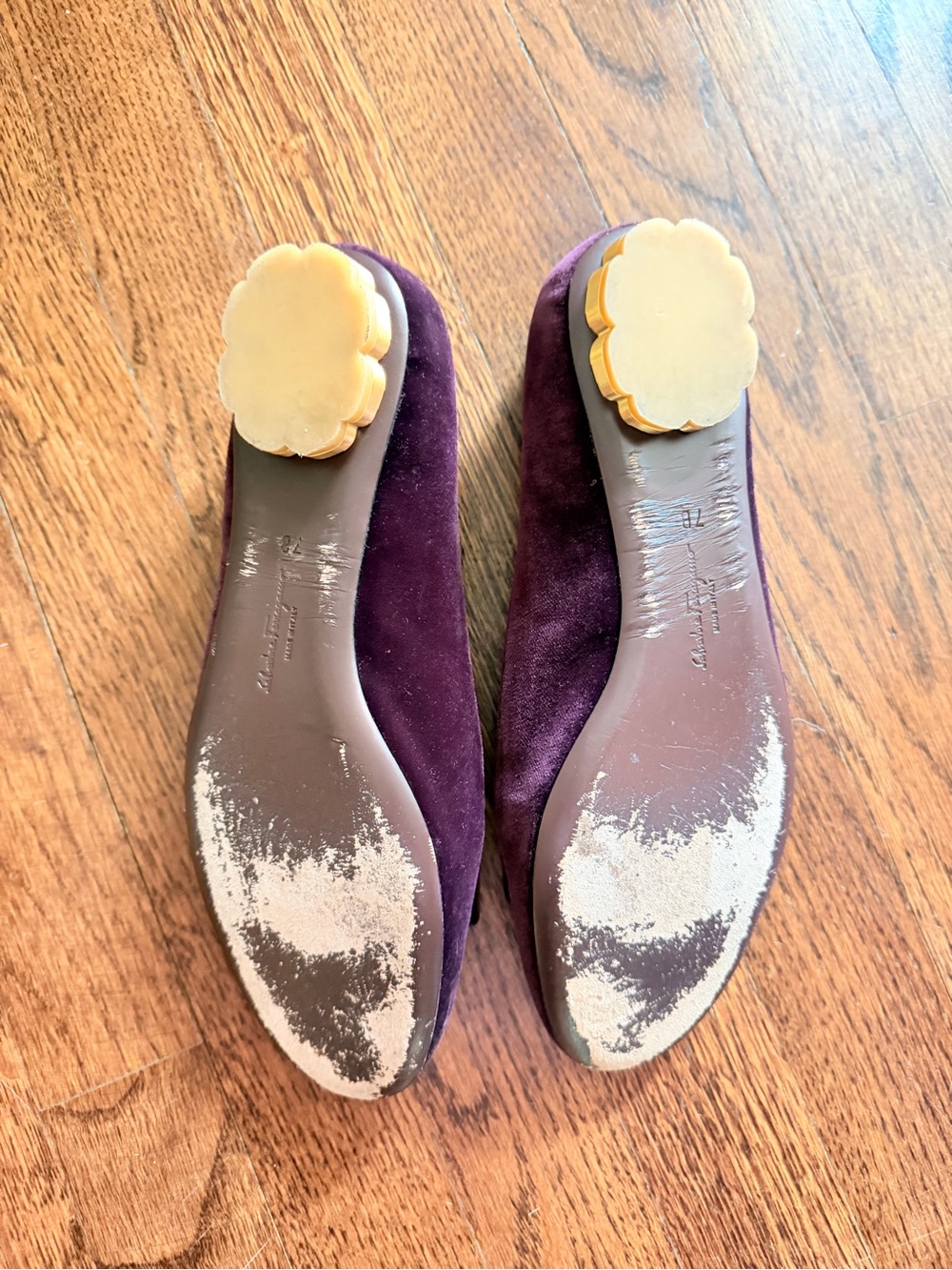Salvatore Ferragamo Plum Suede Bow Loafers with Metal Accent - Picture 3 of 4